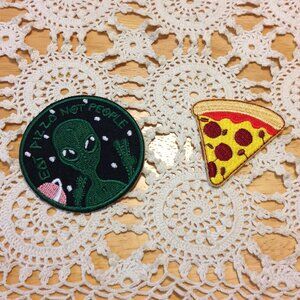 Aliens and Pizza new iron-on patches